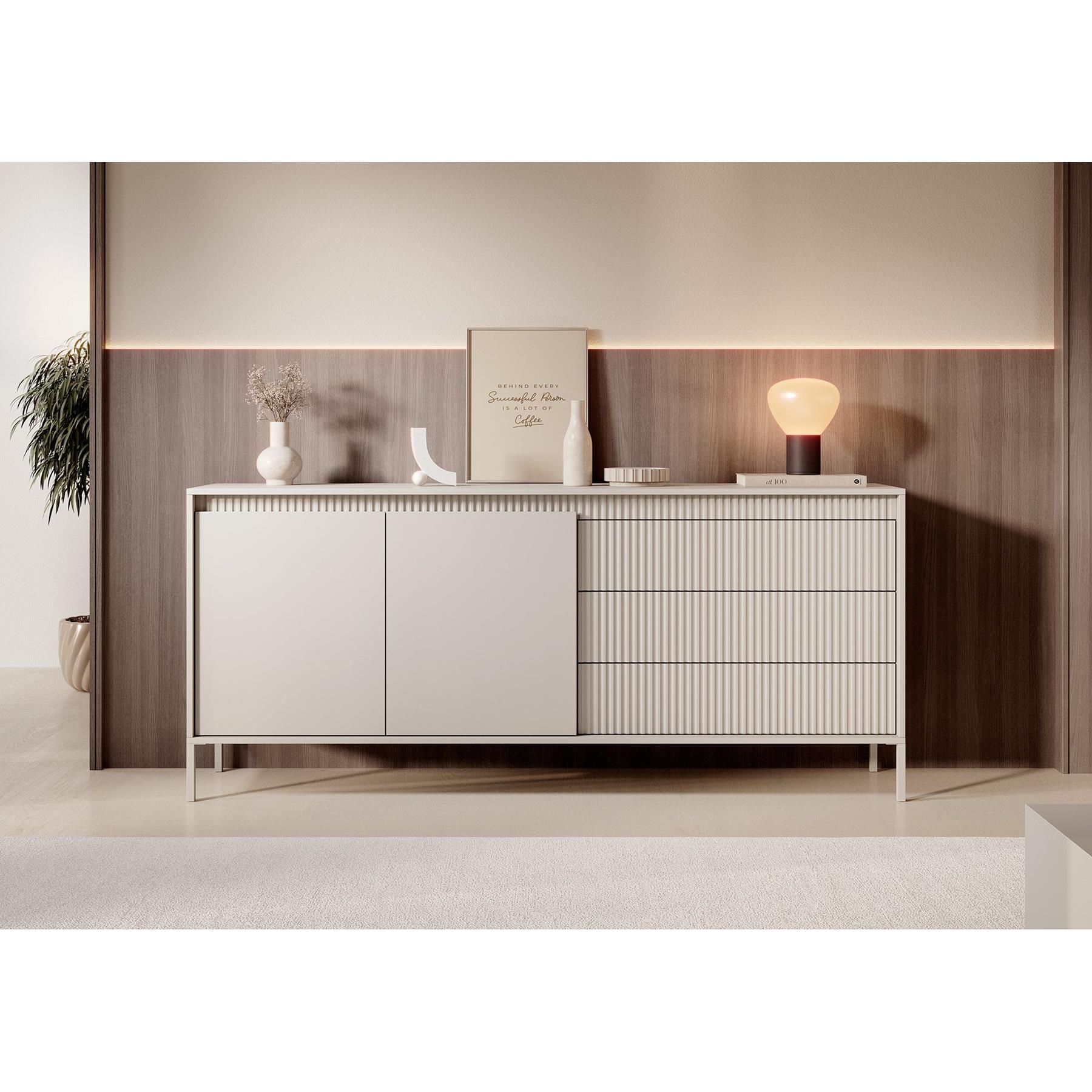 Meubella Dressoir Saran - Beige - 187 cm