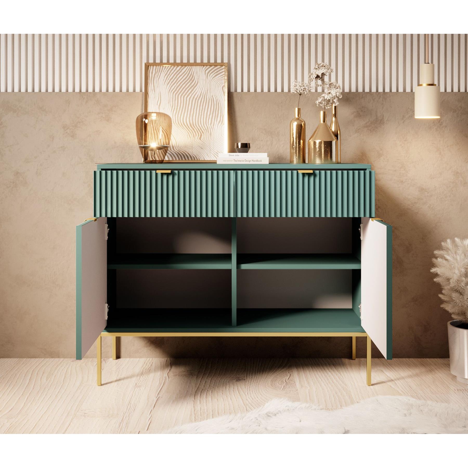 Meubella Dressoir Navil 2 - Groen - 104 cm