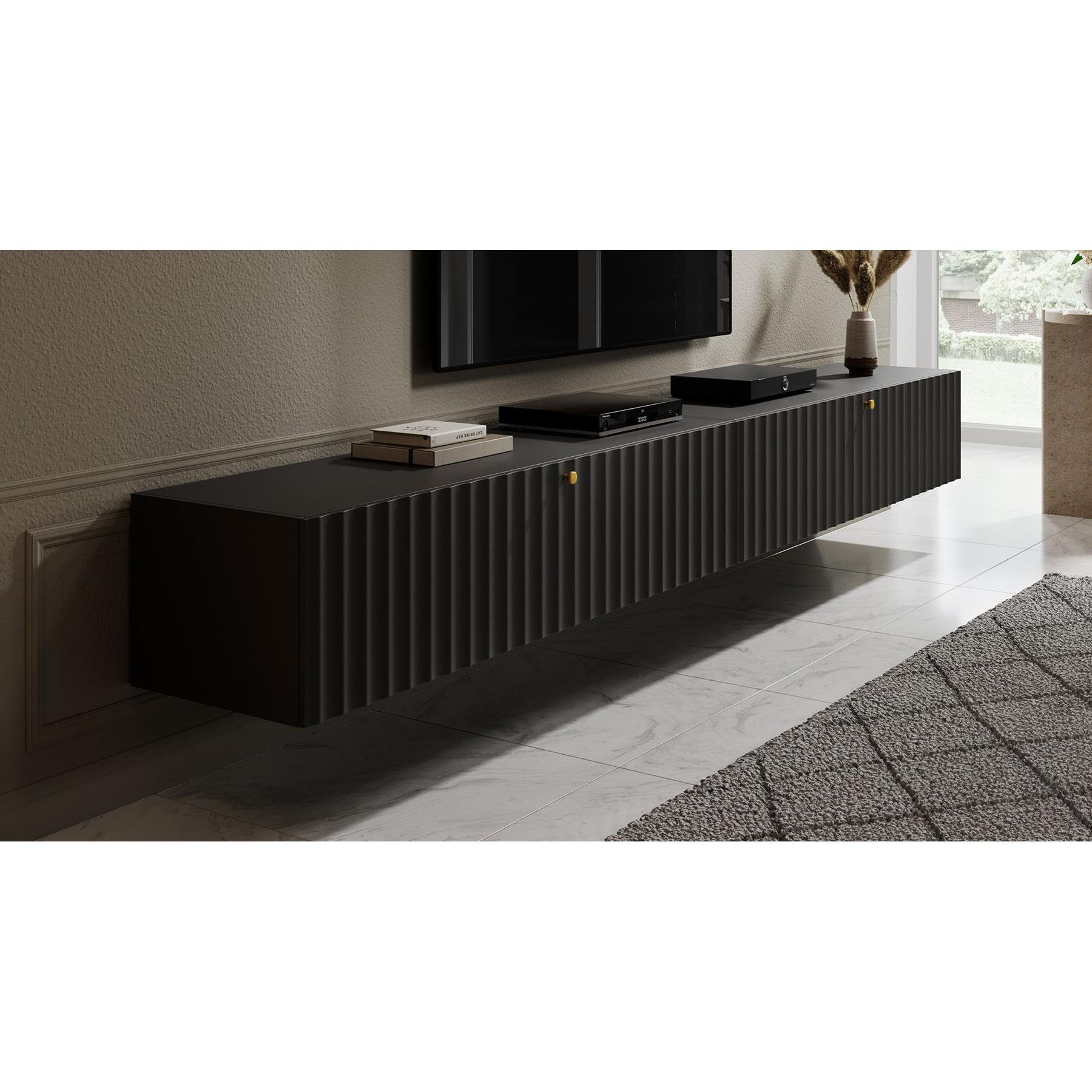 Meubella TV-Meubel William - Zwart - 300 cm