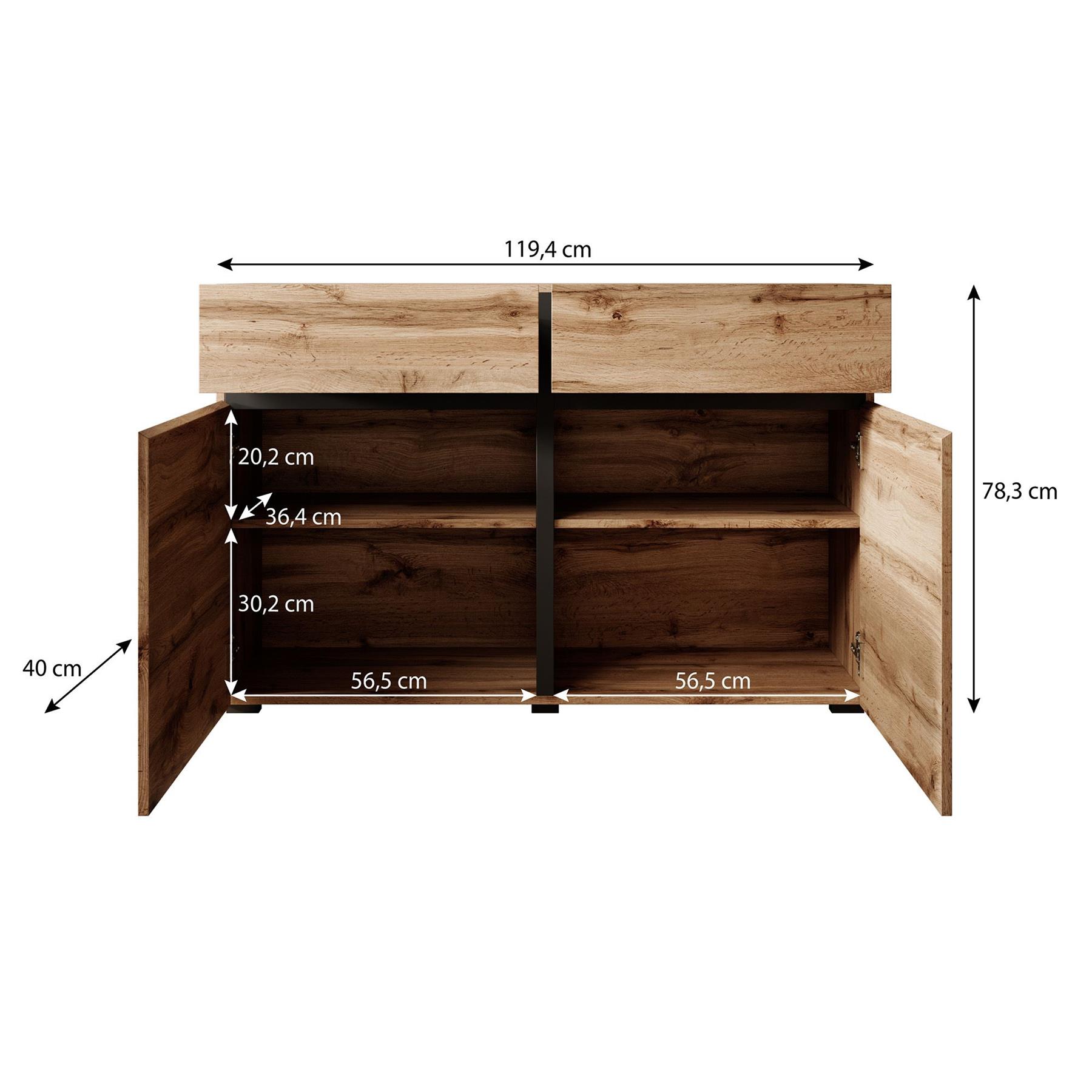 Meubella Dressoir Cainan - Eiken - 119 cm
