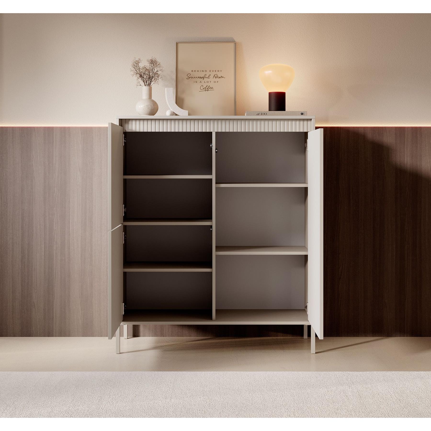 Meubella Dressoir Saran - Beige - Hoog - 104 cm