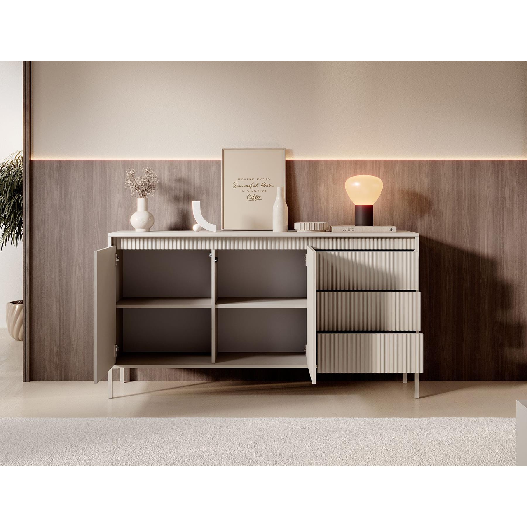 Meubella Dressoir Saran - Beige - 153 cm