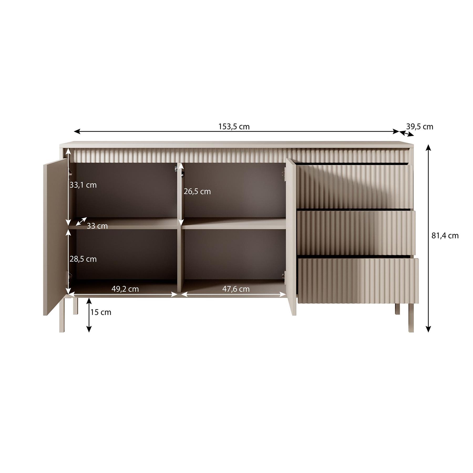 Meubella Dressoir Saran - Beige - 153 cm