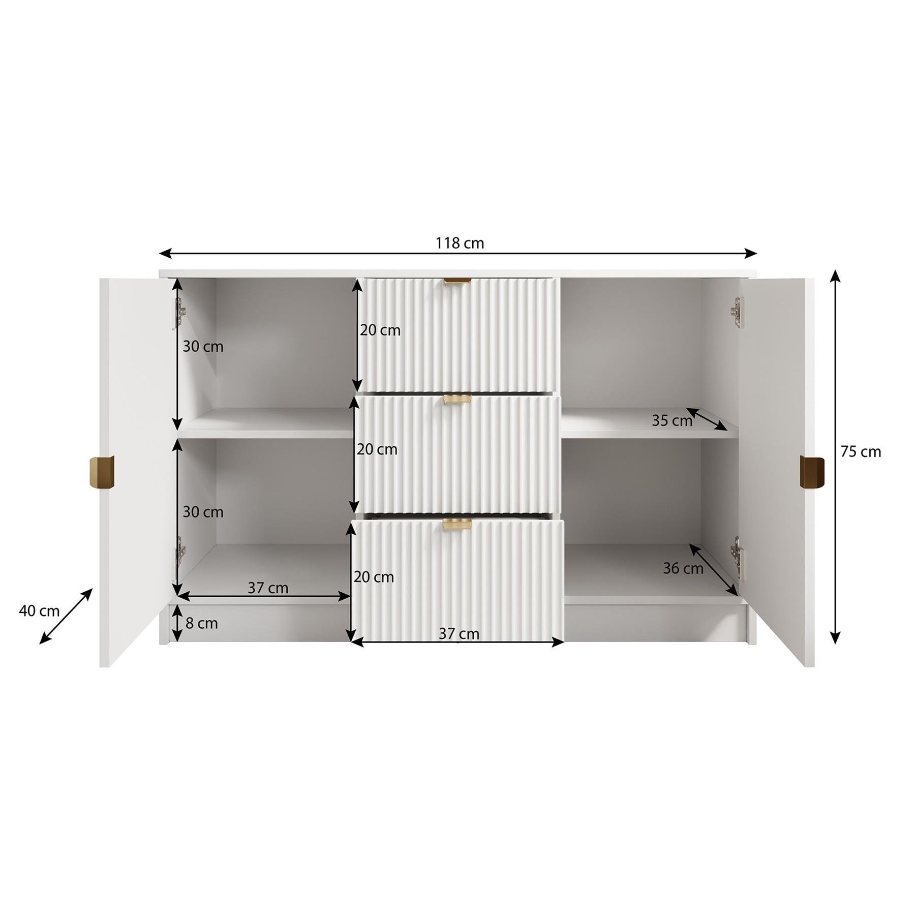 Meubella Dressoir Tavares - Wit - 118 cm