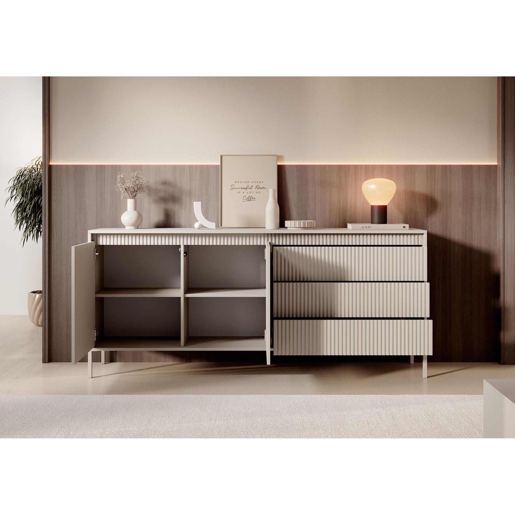 Meubella Dressoir Saran - Beige - 187 cm
