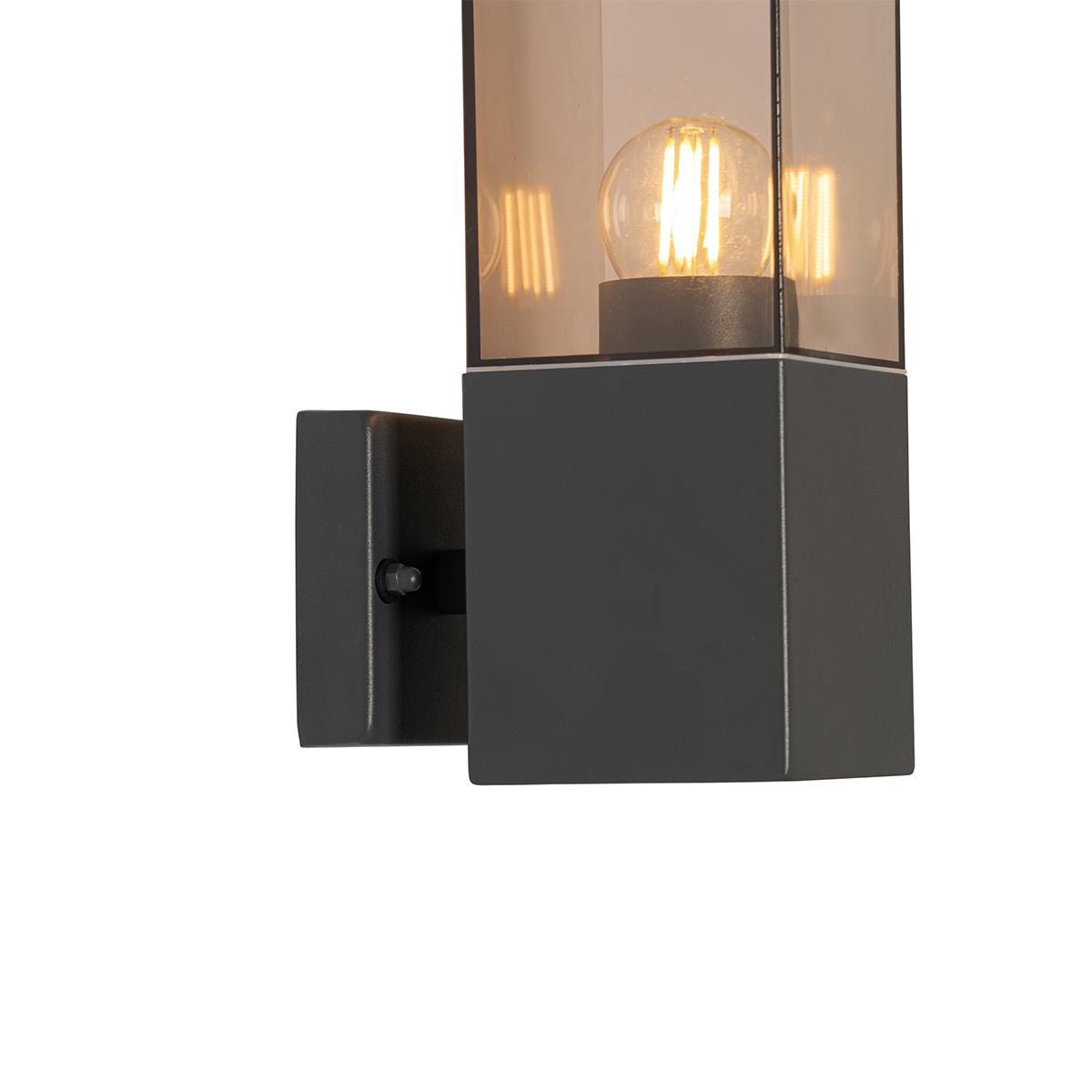 QAZQA Moderne buiten wandlamp donkergrijs met smoke - Malios