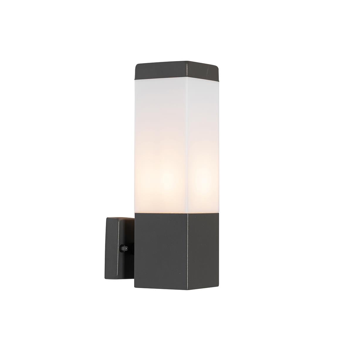 QAZQA Moderne buiten wandlamp donkergrijs met opaal - Malios