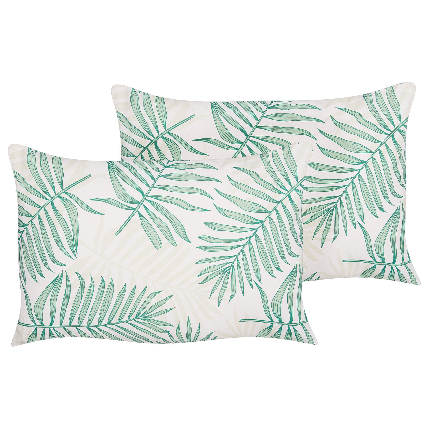 Beliani-POGGIO-Tuinkussen set van 2-Beige| Groen-40 x 60 cm-Polyester