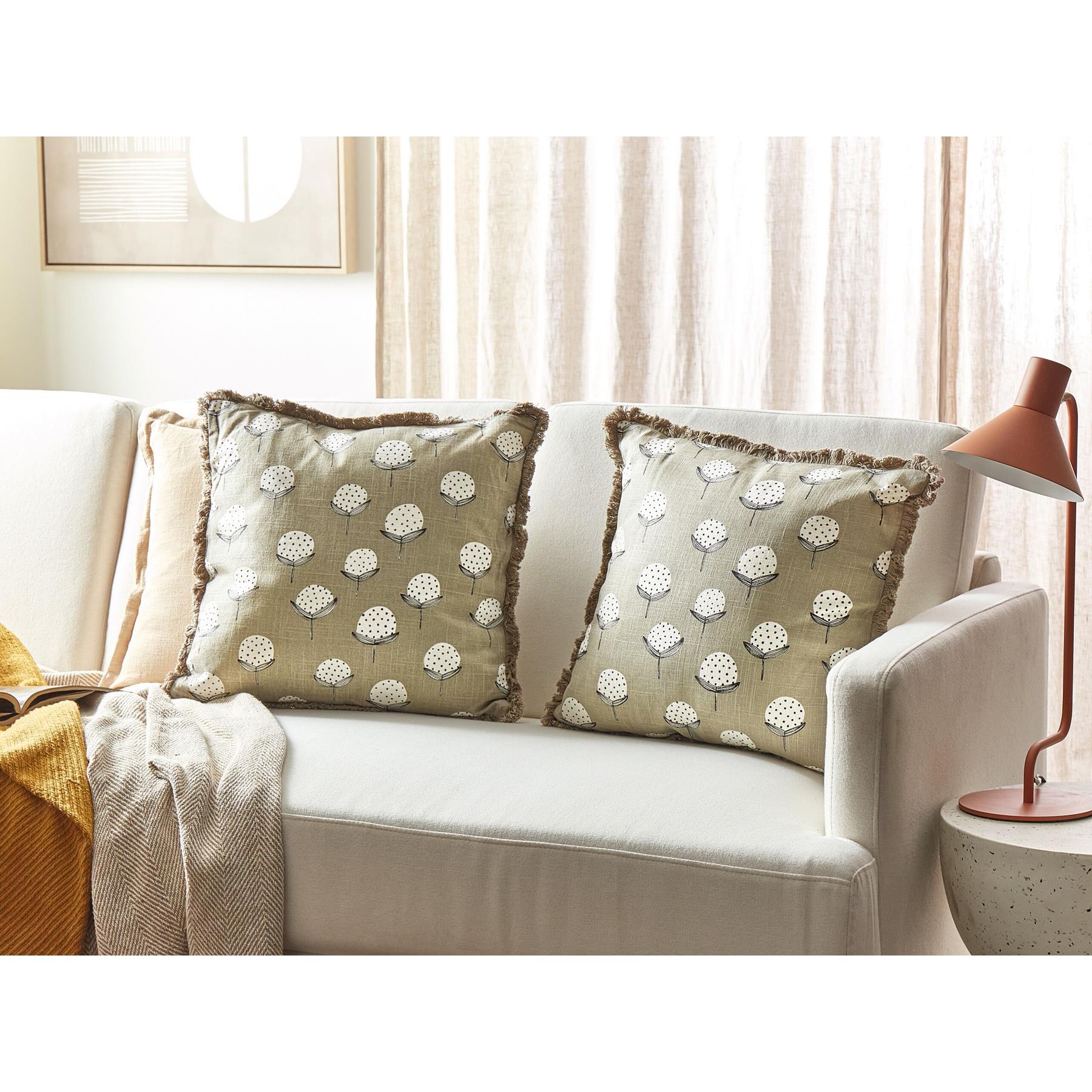 Beliani-PSILOTALES-Sierkussen set van 2-Beige-45 x 45 cm-Katoen