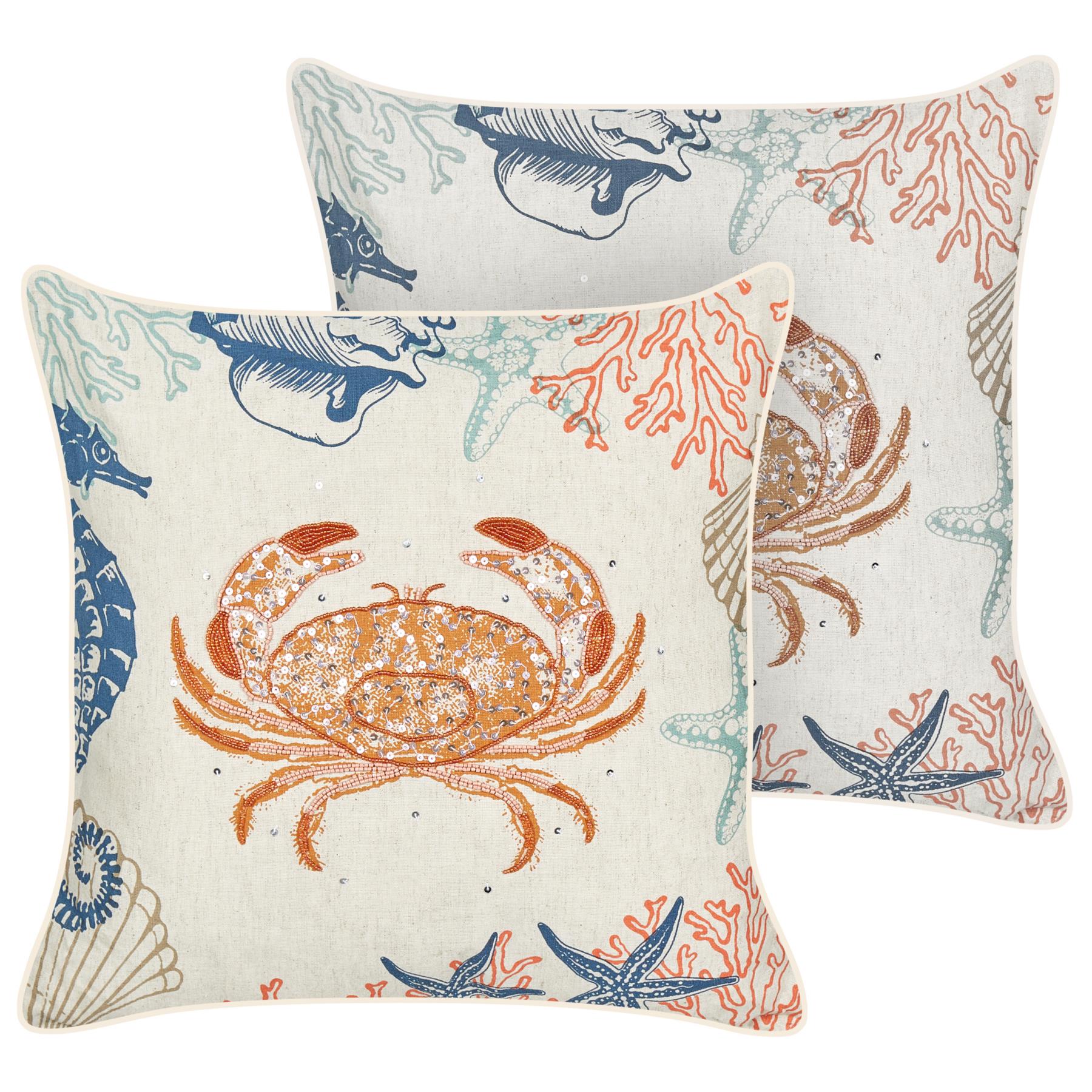 Beliani-SARGASSUM-Sierkussen set van 2-Beige-45 x 45 cm-Linnen