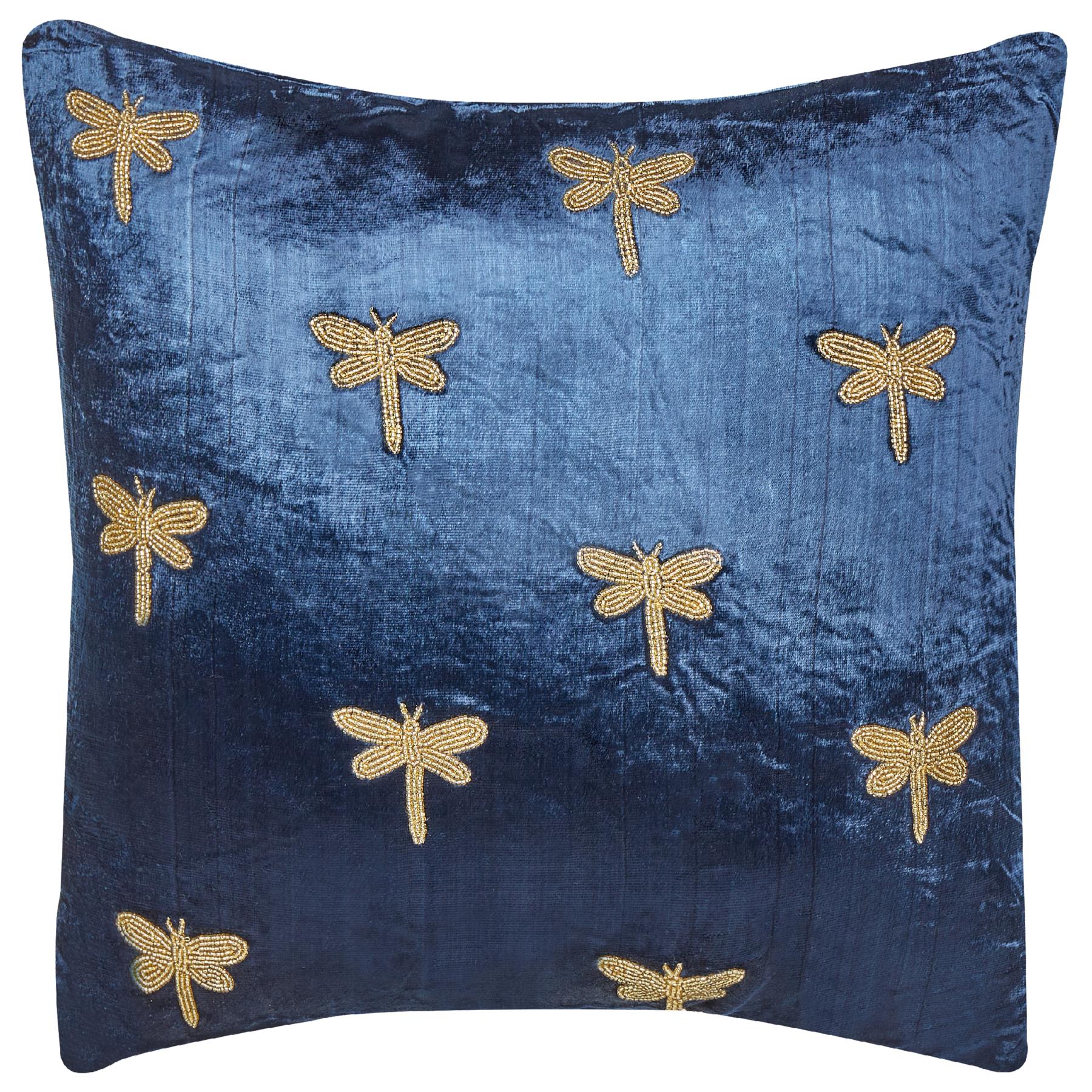 Beliani-BLUESTEM-Sierkussen set van 2-Marineblauw-45 x 45 cm-Fluweel