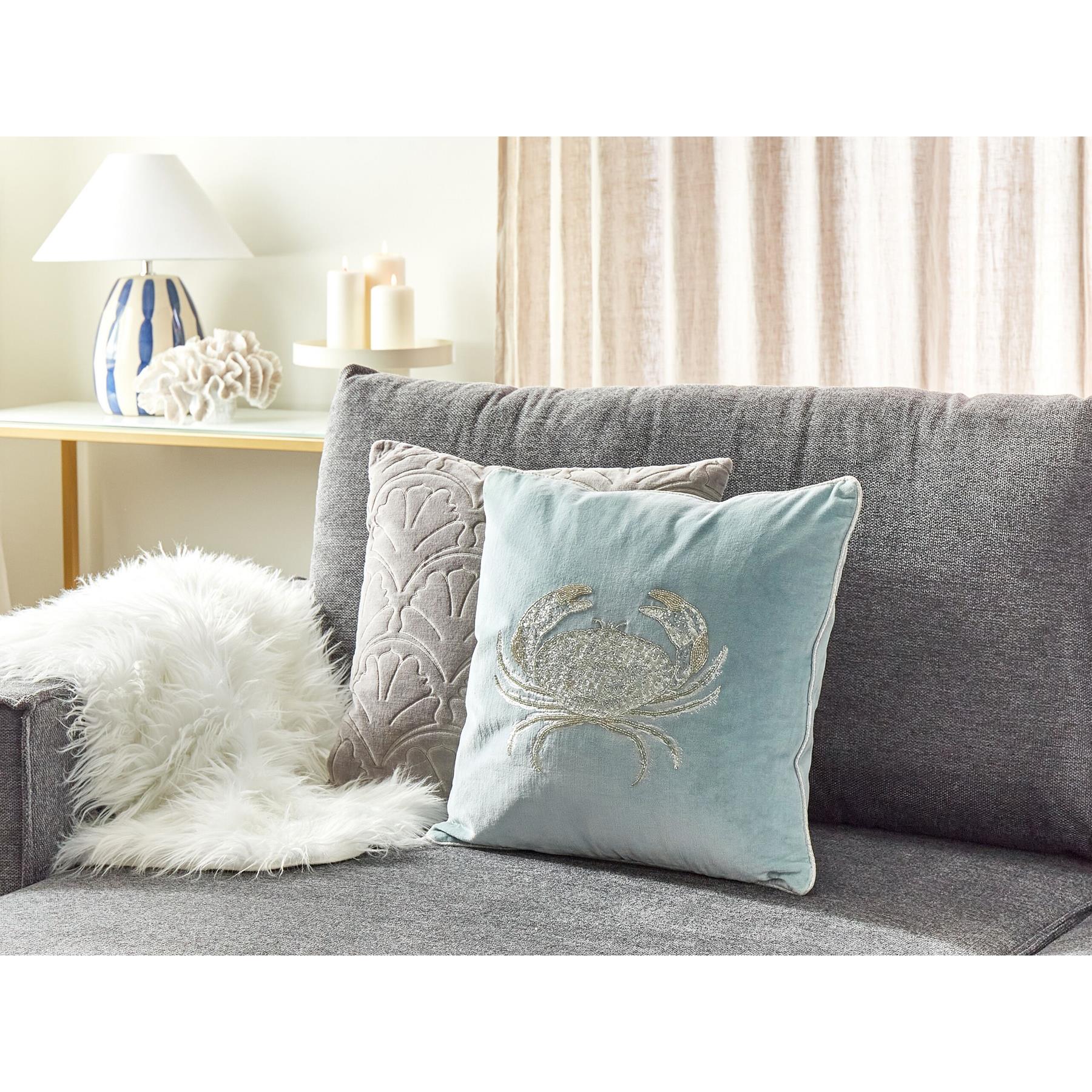 Beliani - BOSSIELLA - Sierkussen - Blauw - 45 x 45 cm - Fluweel