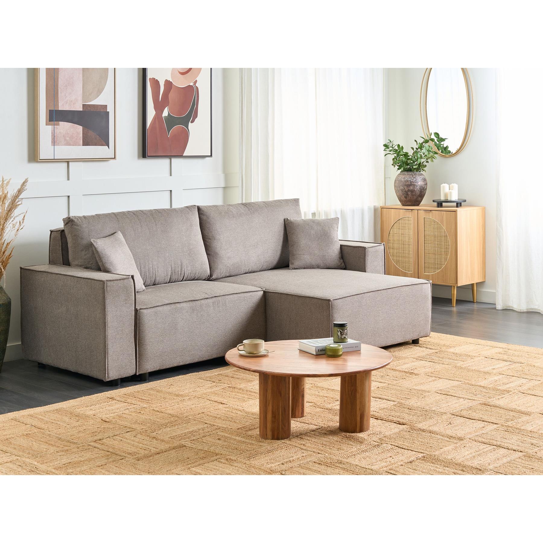 Beliani-KARILA-Hoekbank met opbergruimte-Taupe-Linkszijdig-Polyester