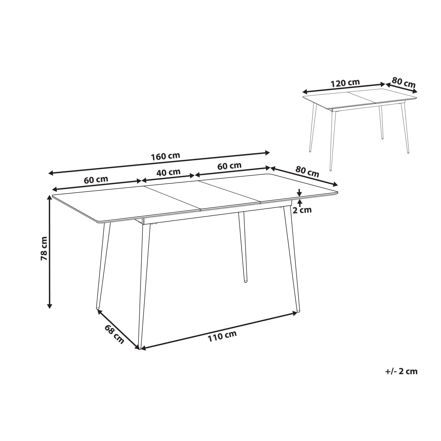 Beliani-GELANDA-Uitschuifbare eettafel-Grijs-120|160 x 80 cm-MDF