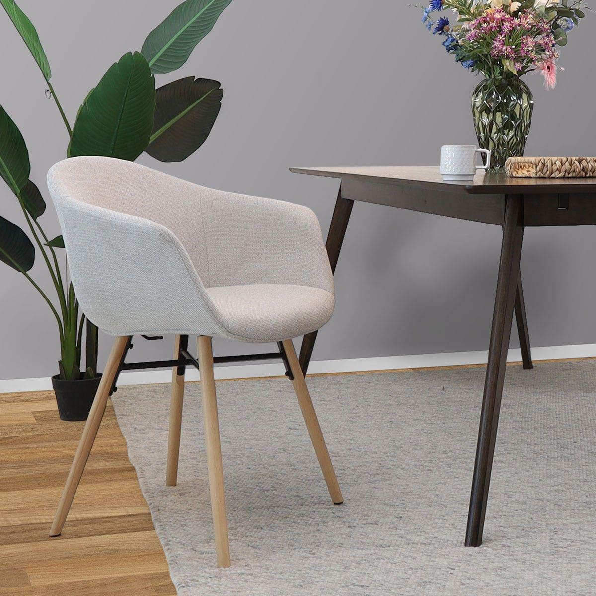 Nolon Nena-Otis Eetkamerstoelen Set van 2 - Beige - Houten Poten
