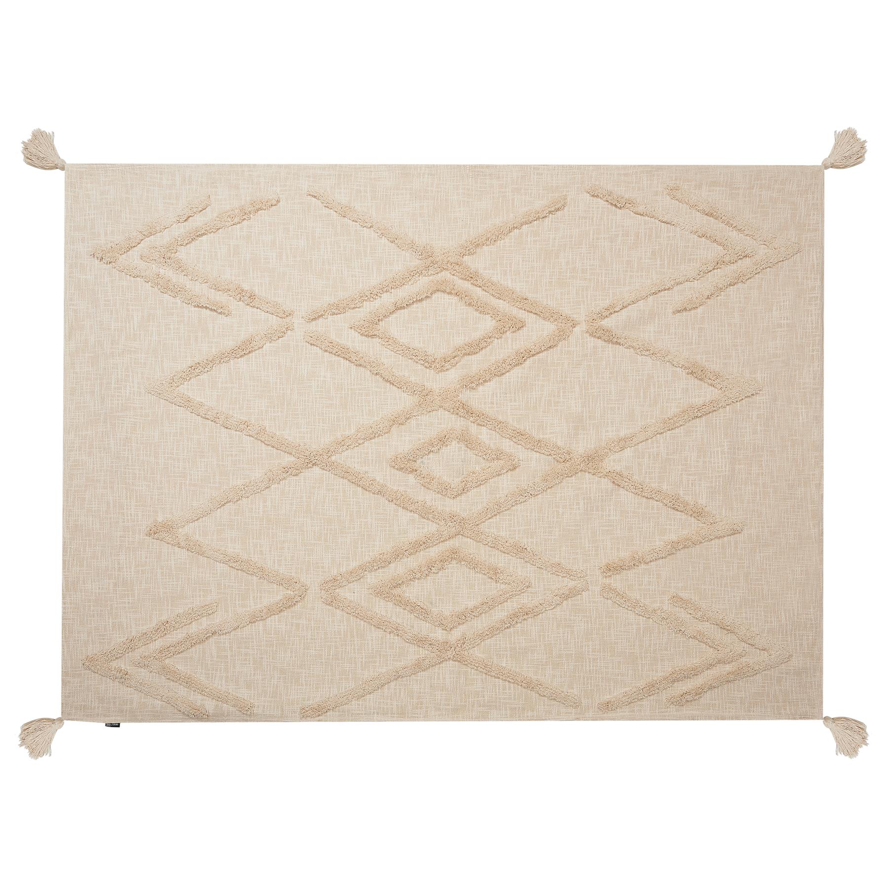 Beliani - MORBI - Plaid - Beige - 130 x 180 cm - Katoen