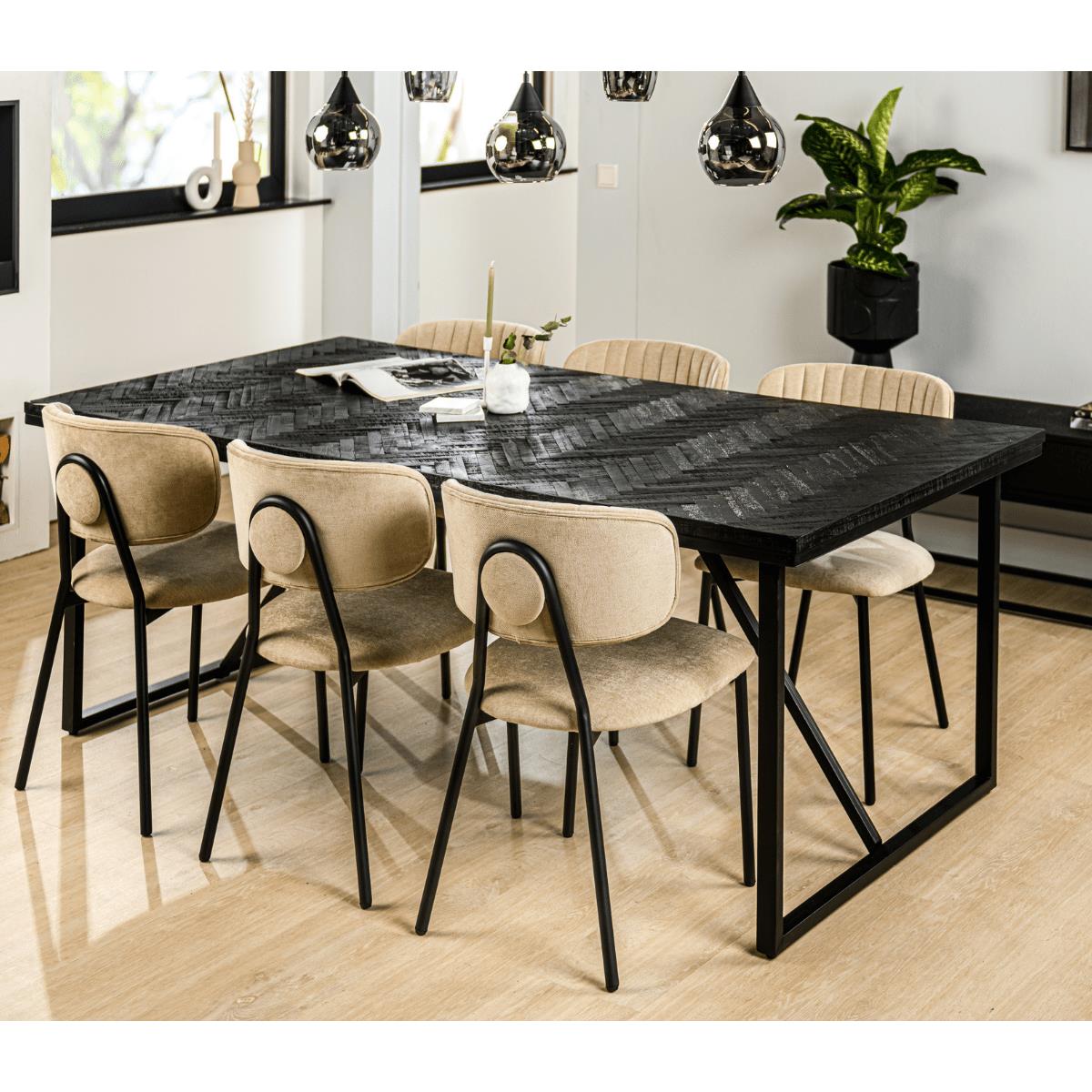 Vurna Reinier eettafel teakhout zwart 160x90 cm