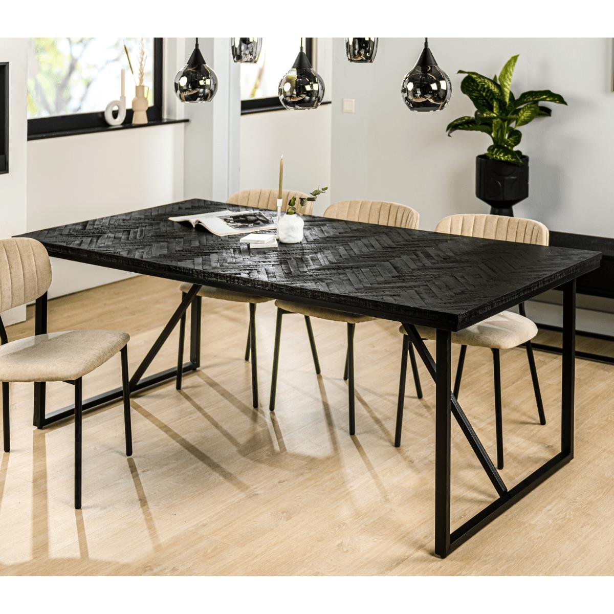 Vurna Reinier eettafel teakhout zwart 160x90 cm