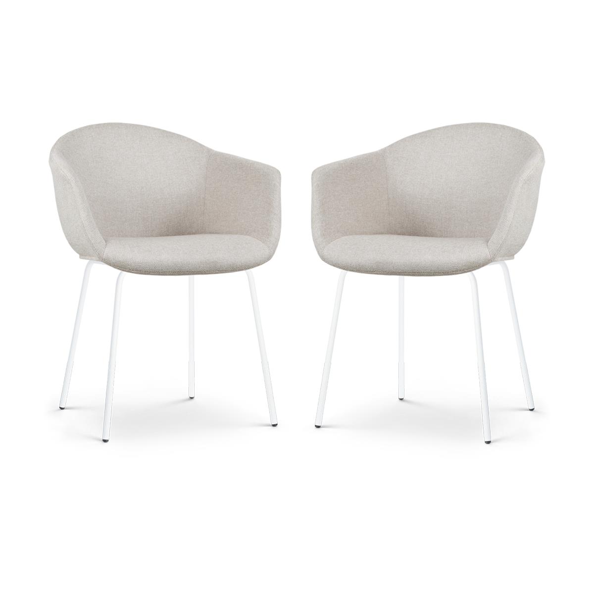 Nolon Nora-Otis Eetkamerstoelen Set van 2 - Beige - Witte Poten