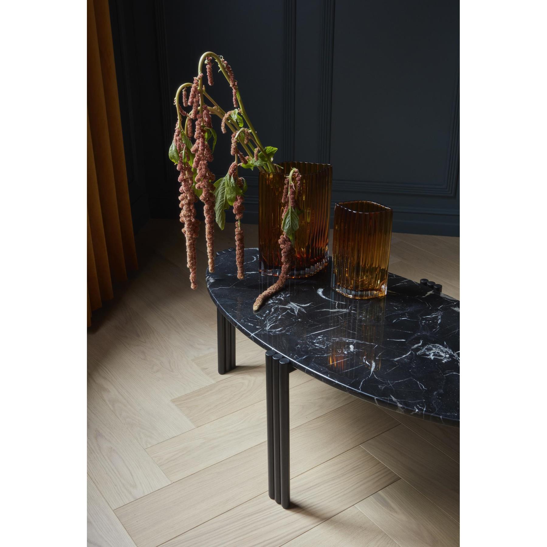 AYTM Tribus ovaal salontafel zwart|travertine