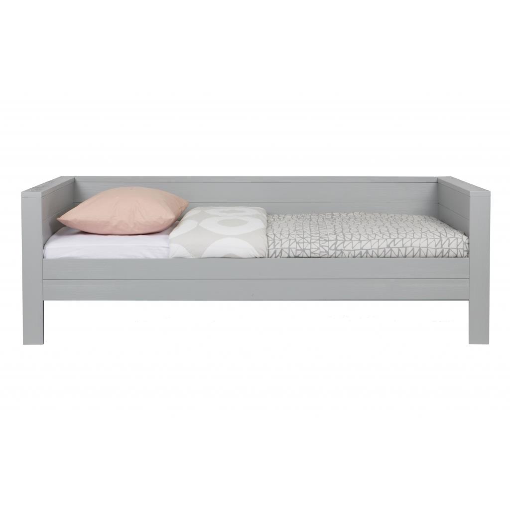 WOOOD Dennis Bedbank Excl Lade - Grenen - Betongrijs - 219x73x101