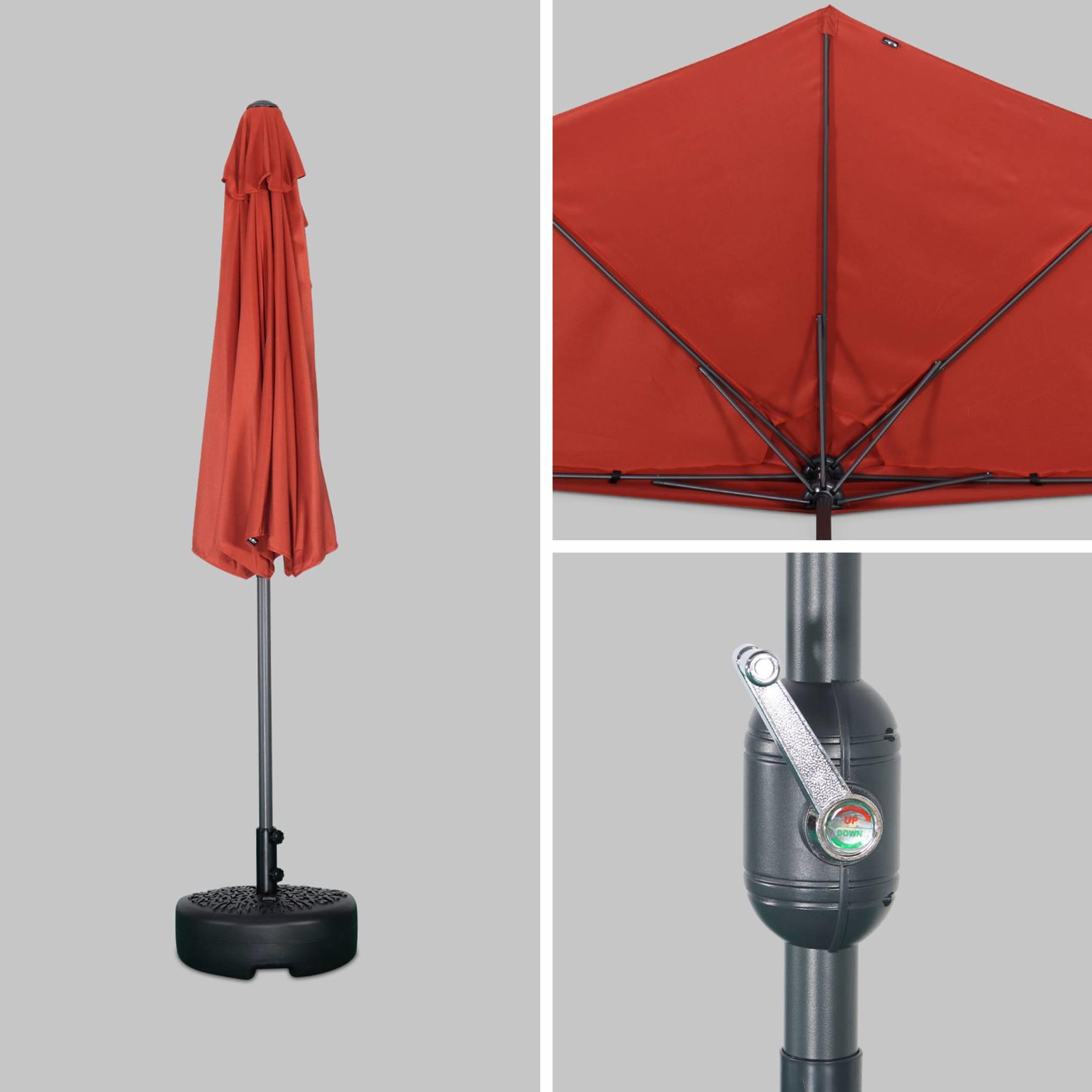 sweeek - Halve parasol voor balkon 2,5m met centrale mast