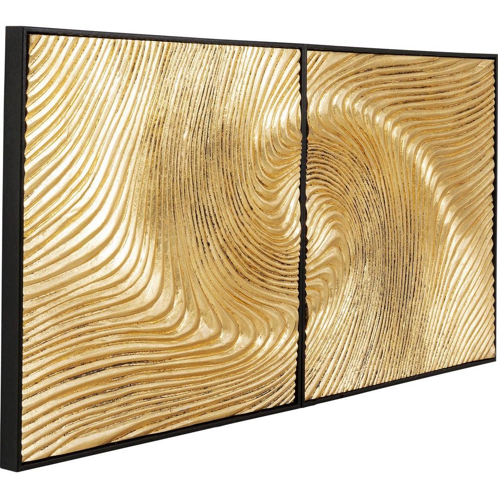 Kare Schilderij Wave Gold (Set van 2)
