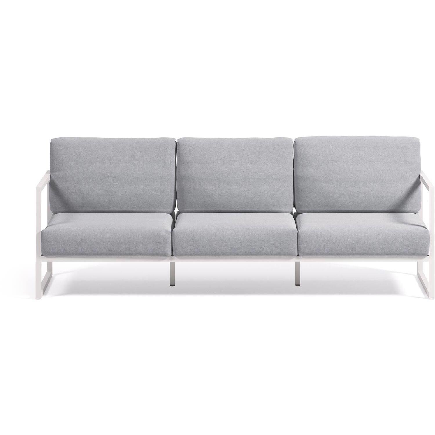 Kave Home - Comova 3-zitsbank voor buiten in blauw en wit aluminium