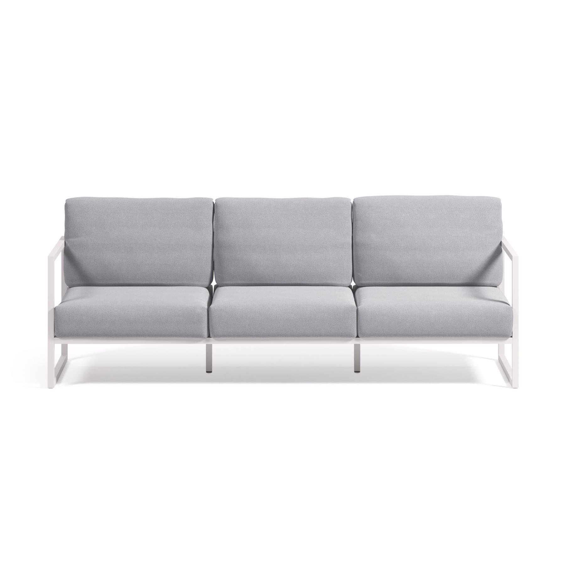 Kave Home - Comova 3-zitsbank voor buiten in blauw en wit aluminium