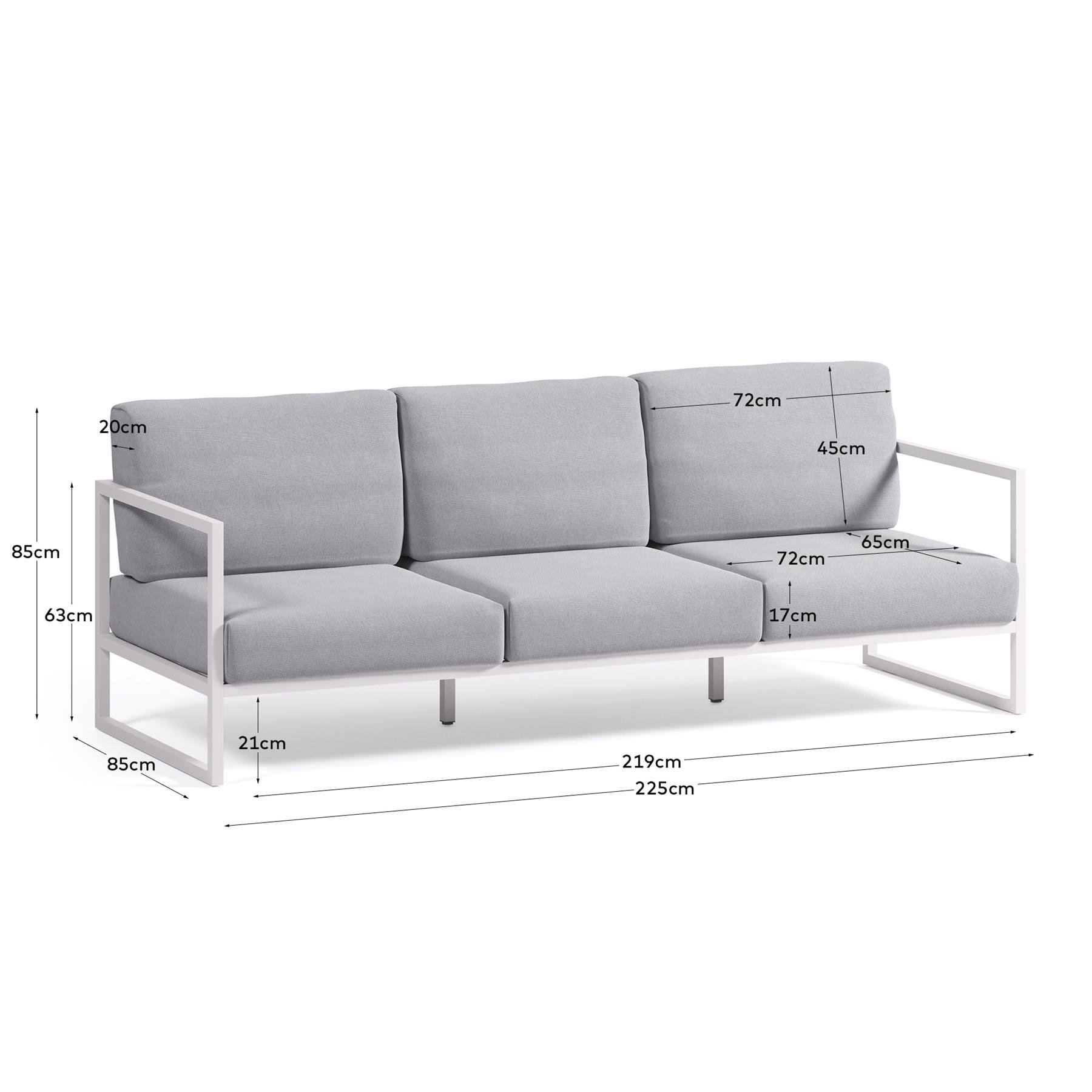 Kave Home - Comova 3-zitsbank voor buiten in blauw en wit aluminium