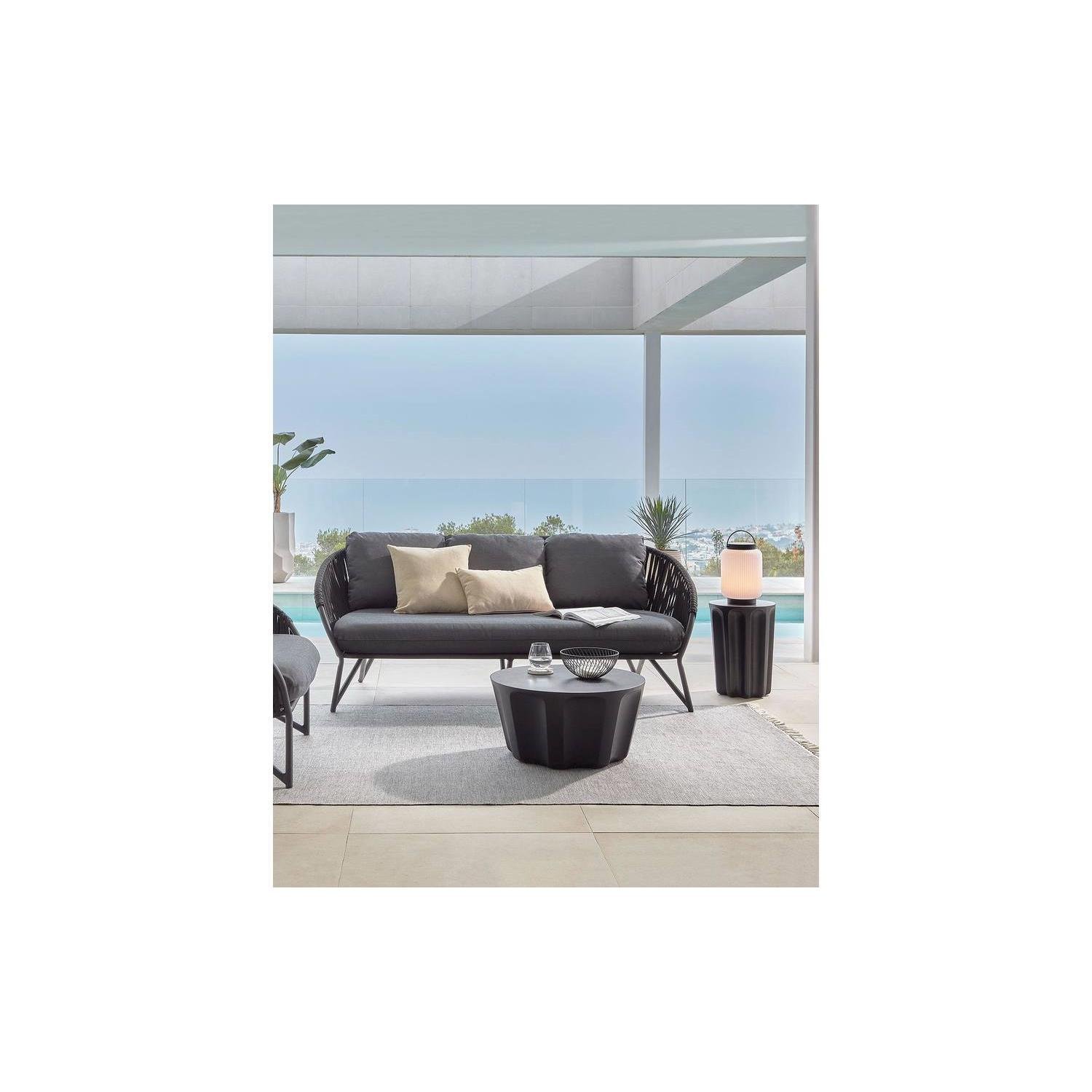 Kave Home - Branzie 3-zitsbank in zwart touw 180 cm