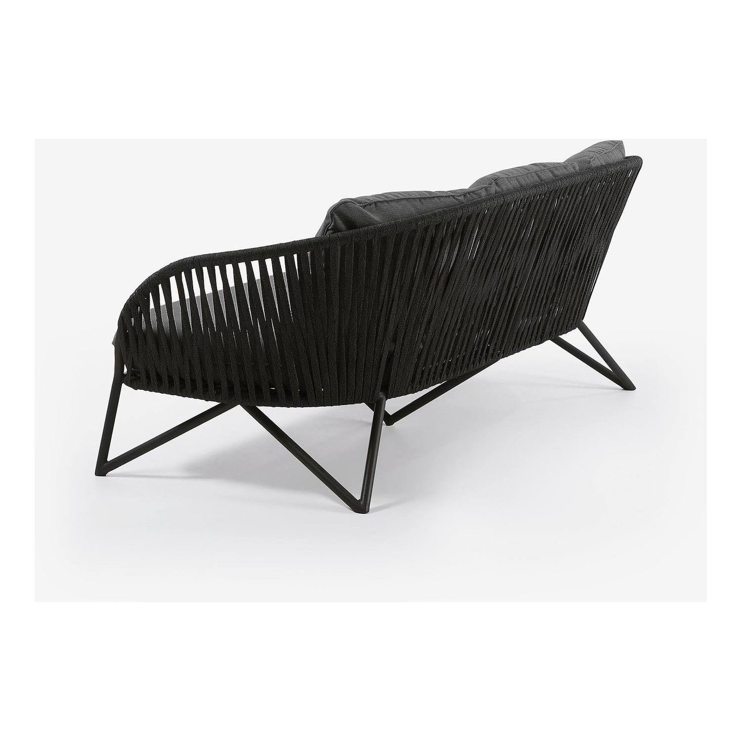 Kave Home - Branzie 3-zitsbank in zwart touw 180 cm
