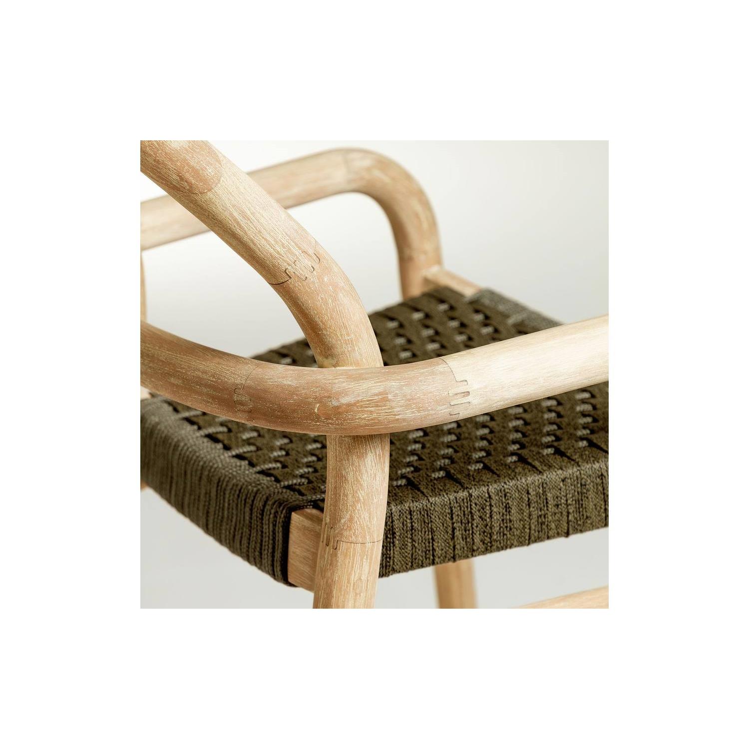 Kave Home - Sheryl kruk in massief eucalyptus hout en groen touw