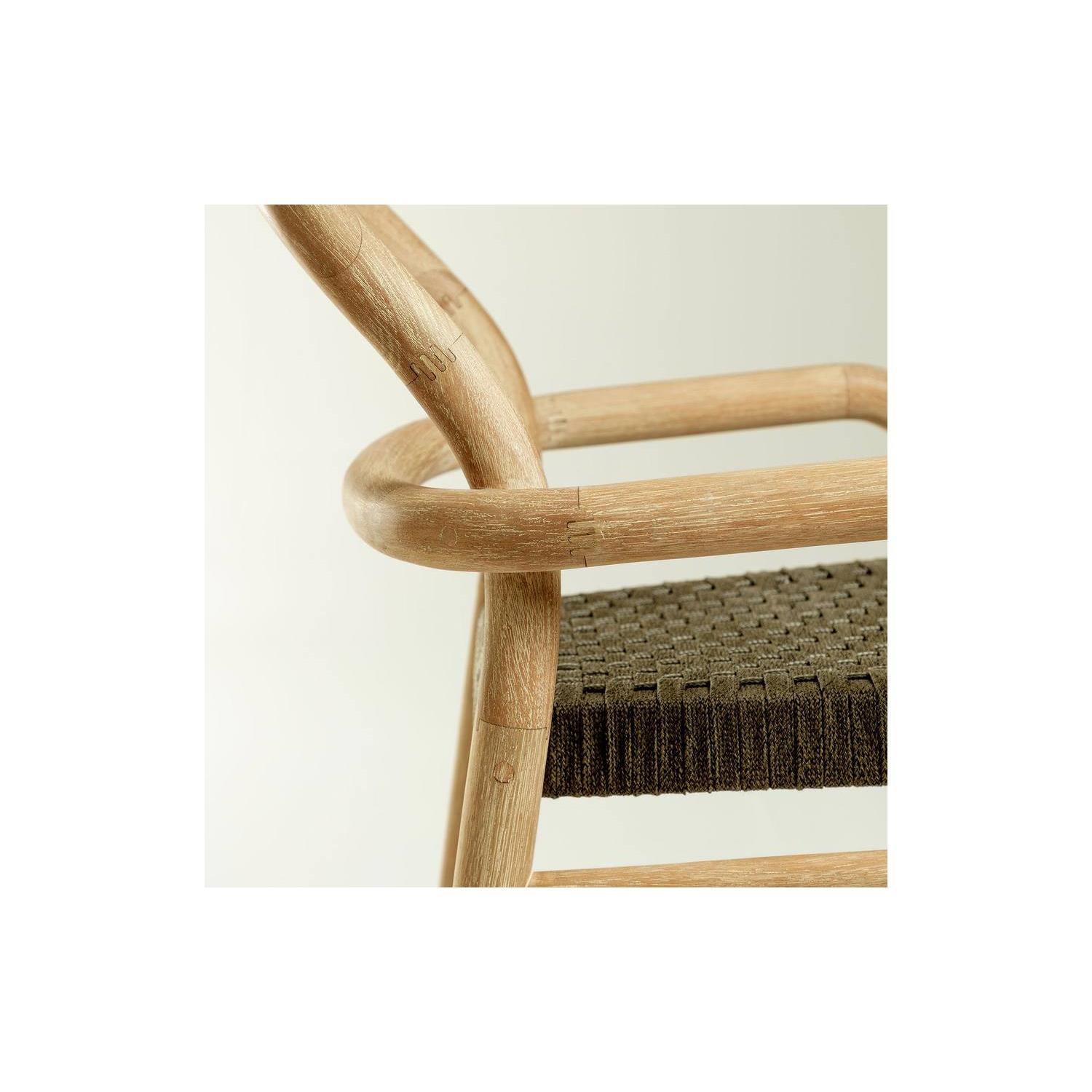 Kave Home - Sheryl kruk in massief eucalyptus hout en groen touw
