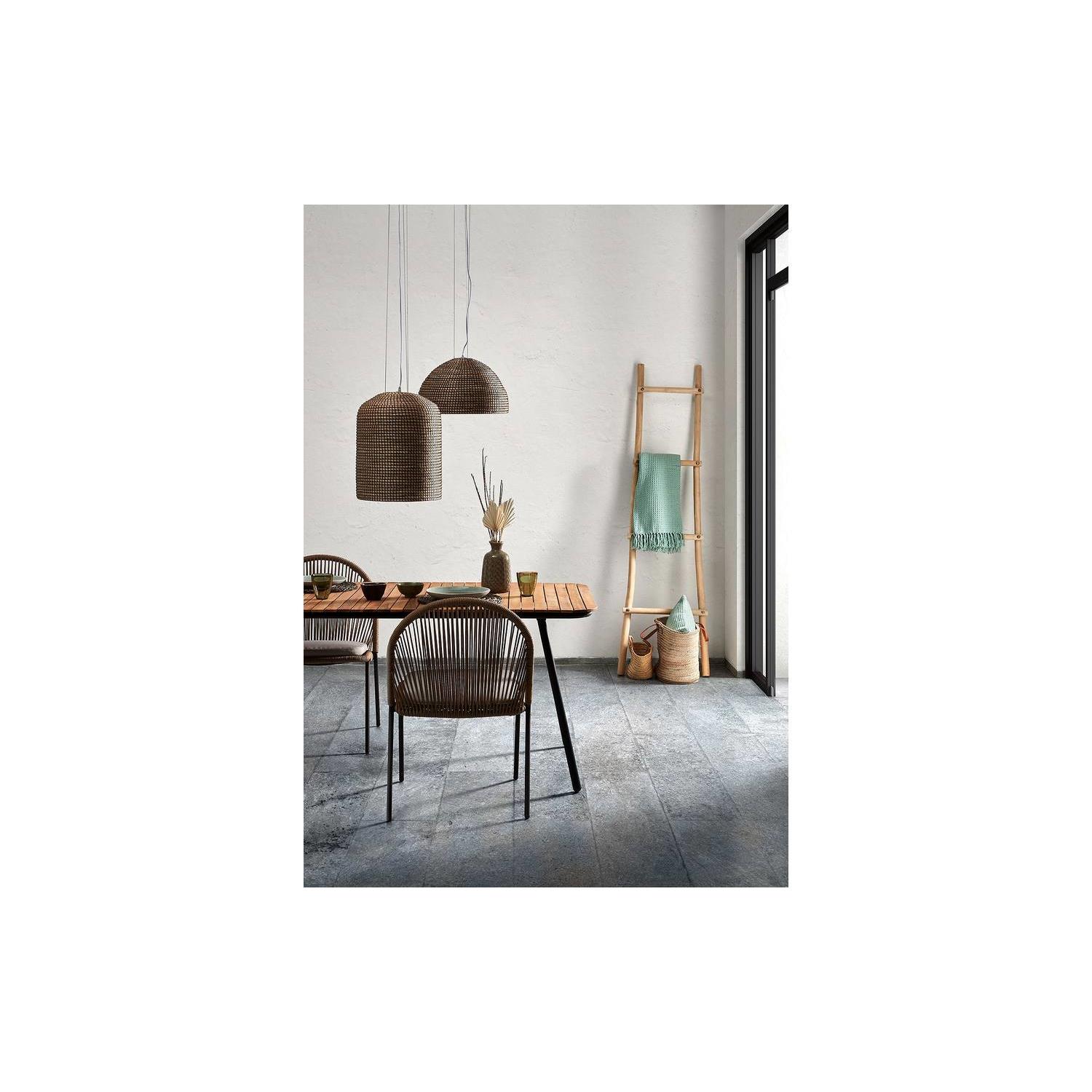 Kave Home - Shann stoel in beige koord en gegalvaniseerde stalen poten