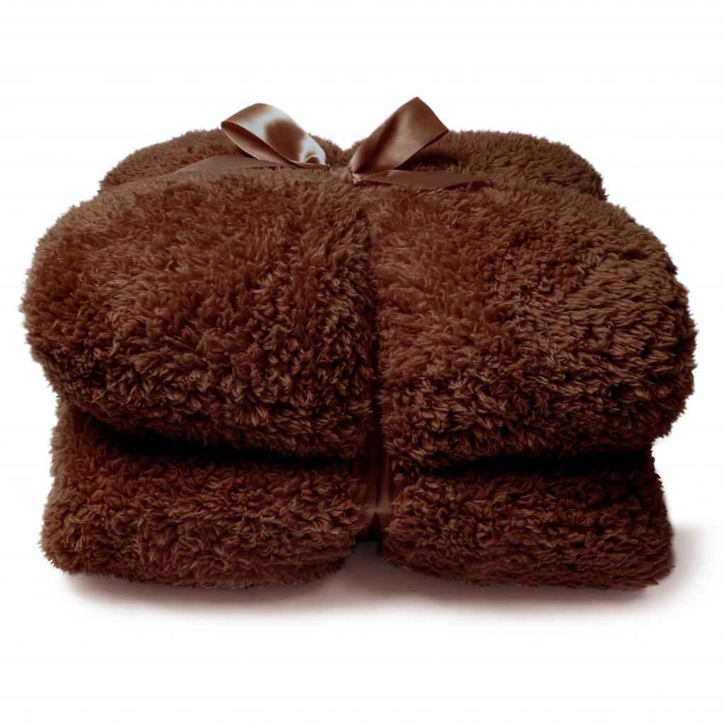 Unique Living Plaid Teddy - Bruin - Polyester - 150x200x0cm (BxHxD)
