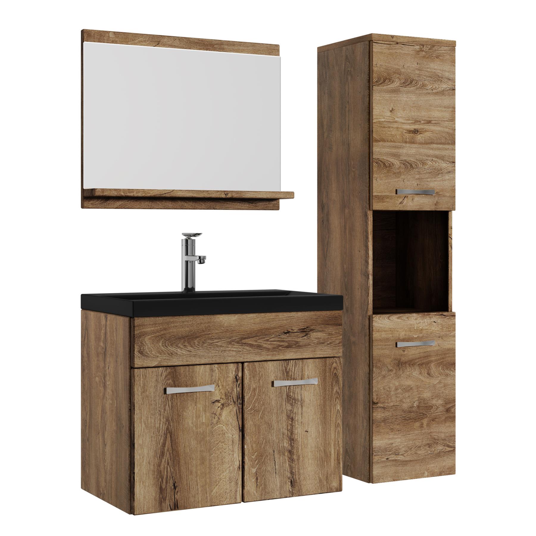 Badplaats Badmeubel Set Montreal 60 x 35 cm - Bruin Eiken - Badmeubel