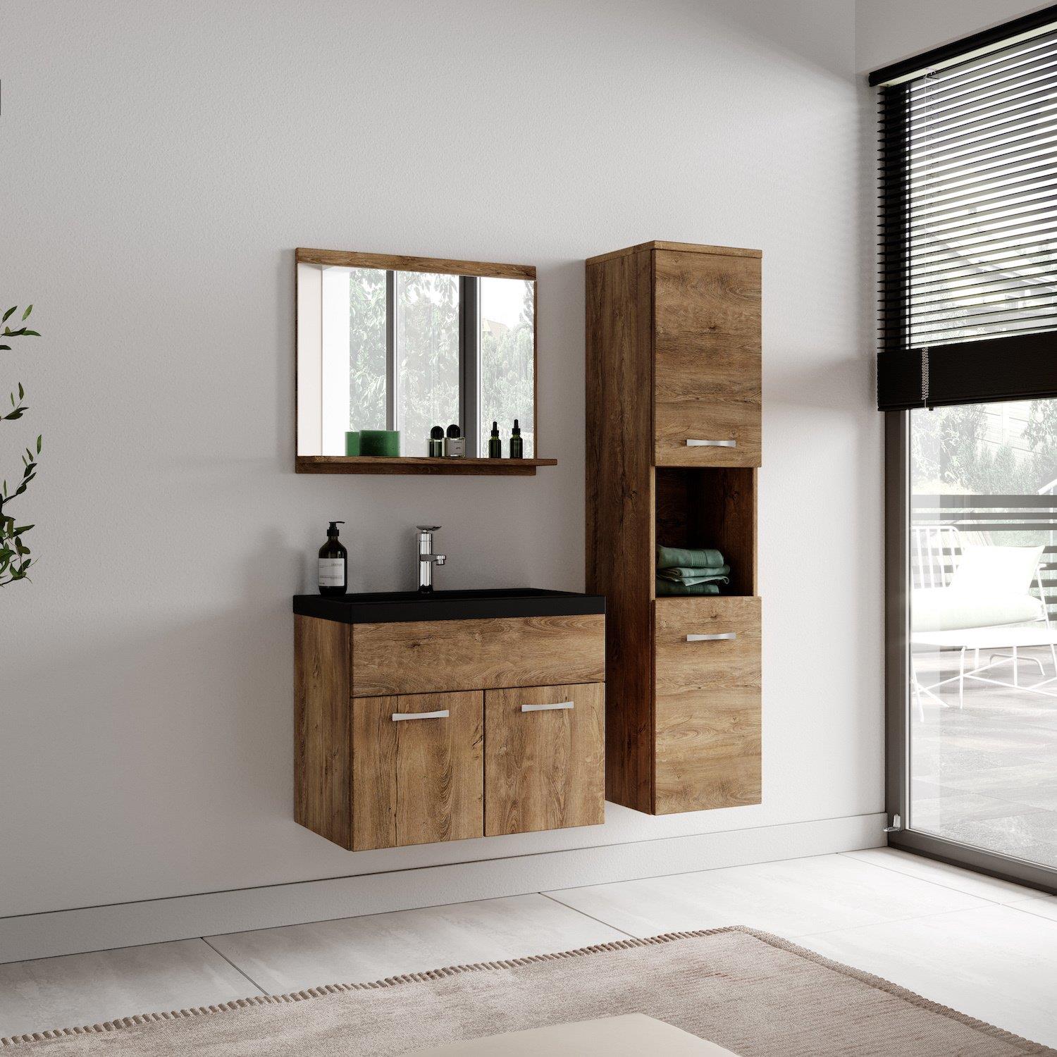 Badplaats Badmeubel Set Montreal 60 x 35 cm - Bruin Eiken - Badmeubel