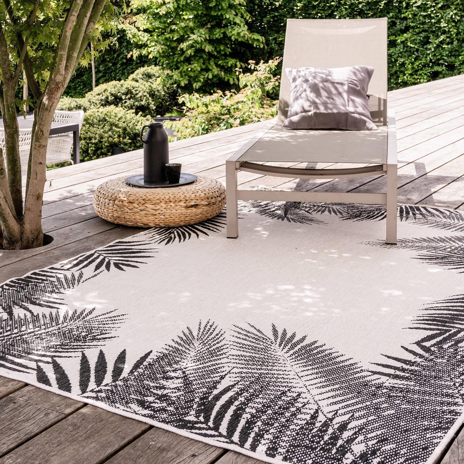 Eva Interior Buitenkleed Zwart Leaf 240 x 340 cm