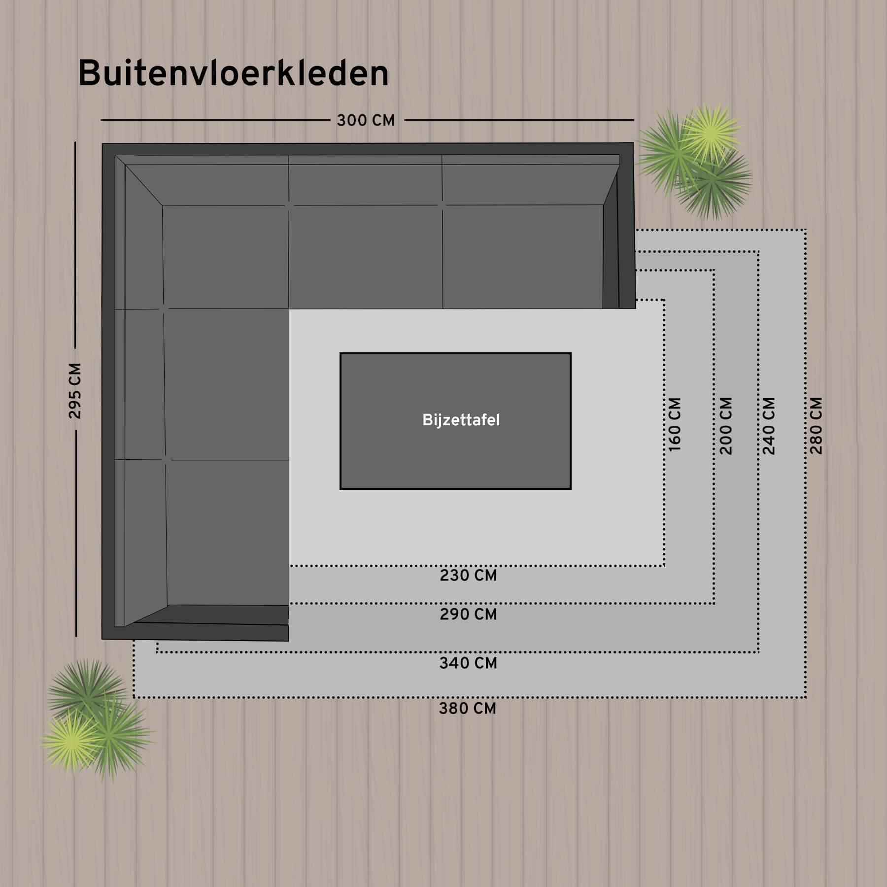 Eva Interior Buitenkleed Zwart Leaf 240 x 340 cm