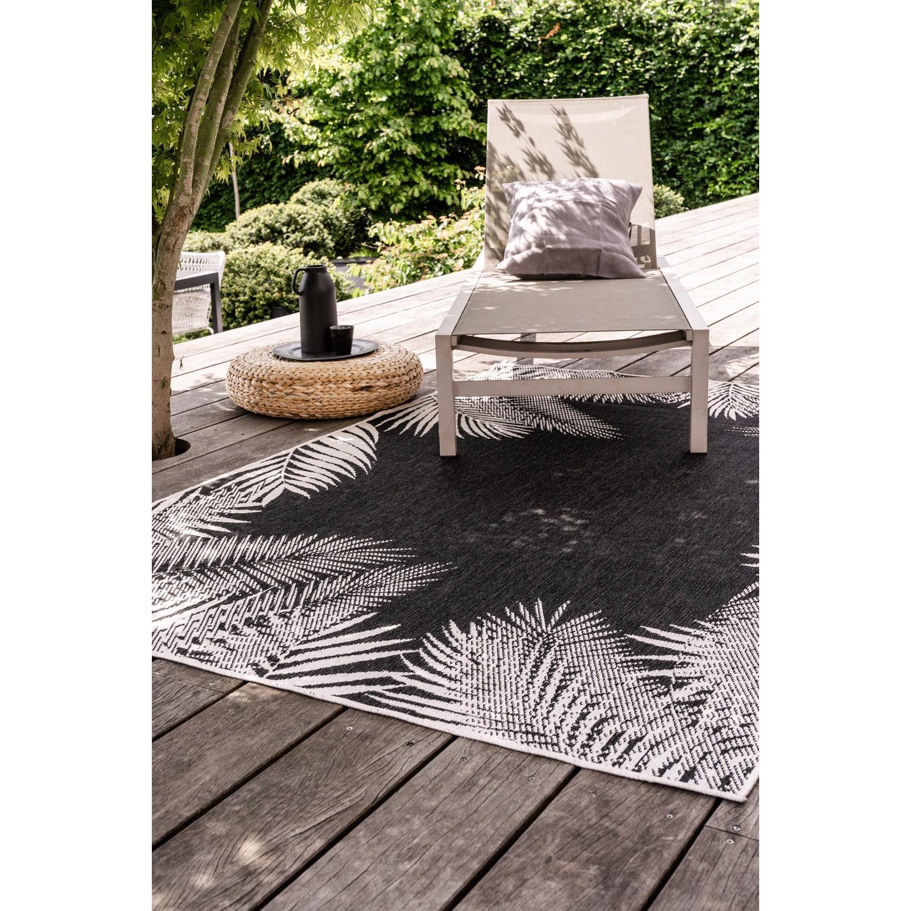 Eva Interior Buitenkleed Zwart Leaf 240 x 340 cm