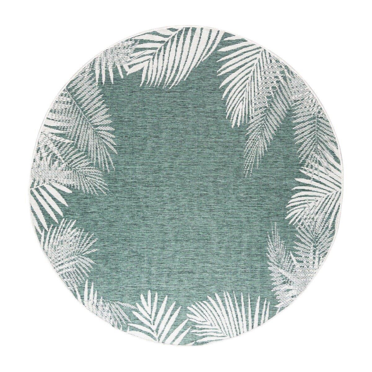 Eva Interior Buitenkleed Rond Leaf - Groen - dubbelzijdig  200cm