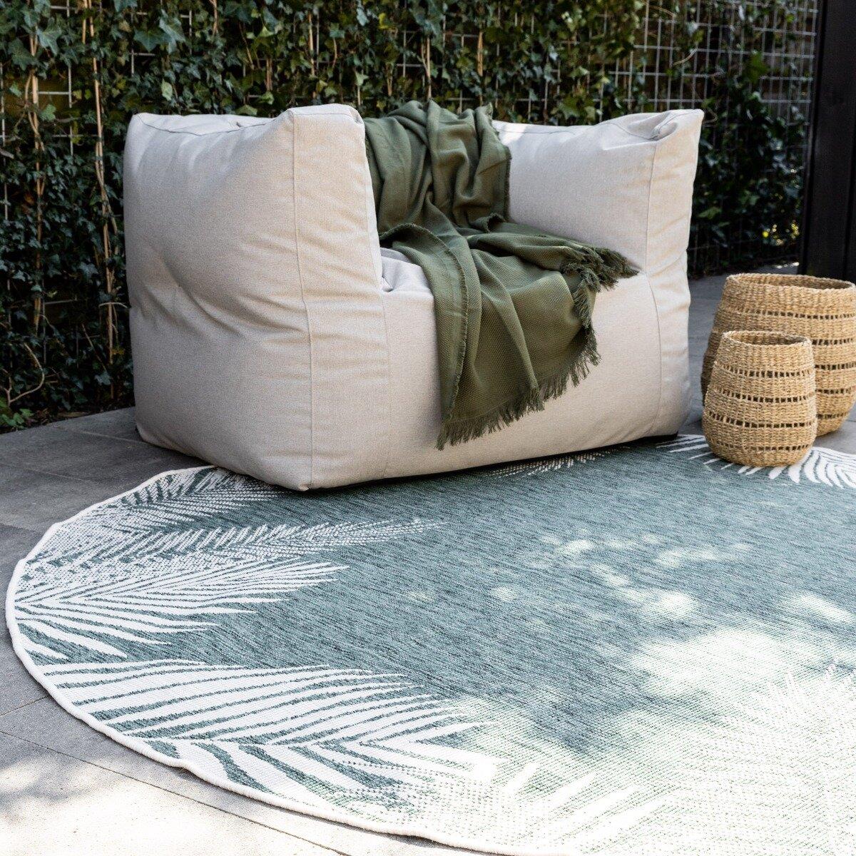 Eva Interior Buitenkleed Rond Leaf - Groen - dubbelzijdig  200cm