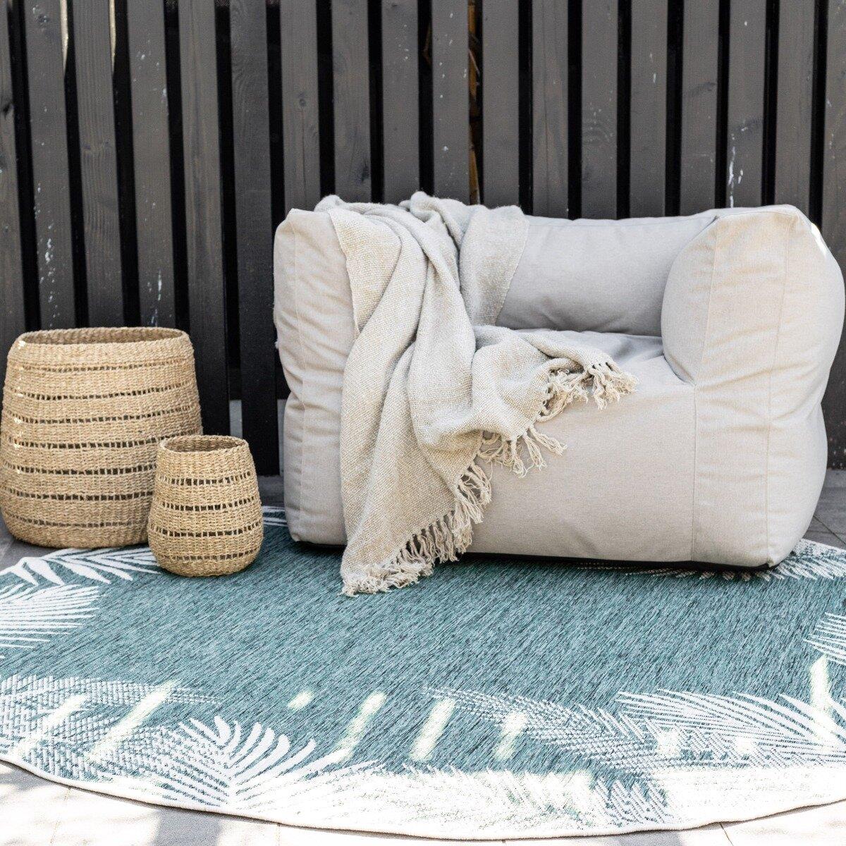 Eva Interior Buitenkleed Rond Leaf - Groen - dubbelzijdig  200cm