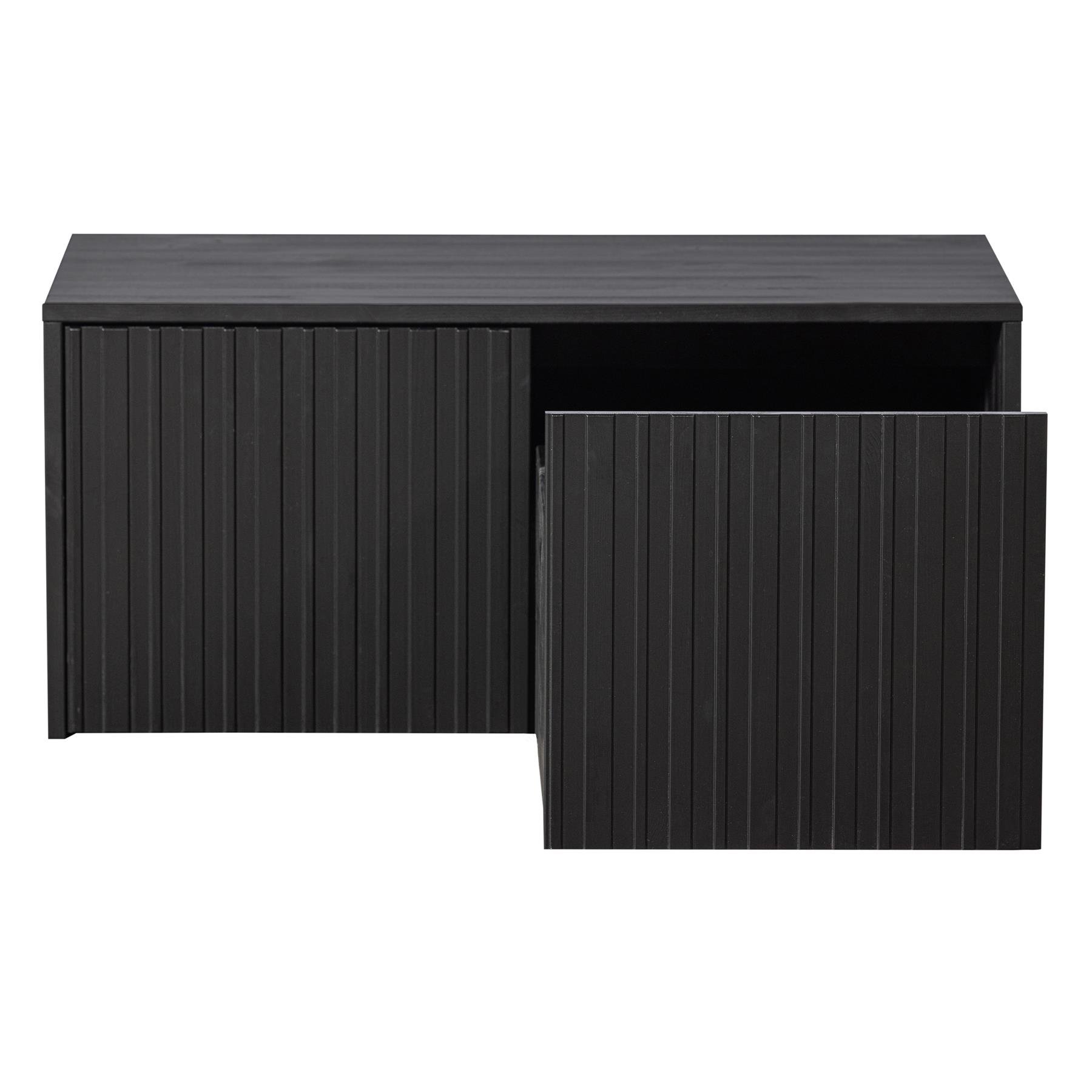 WOOOD New Gravure Kistbank B 88 cm - Grenen - Zwart 