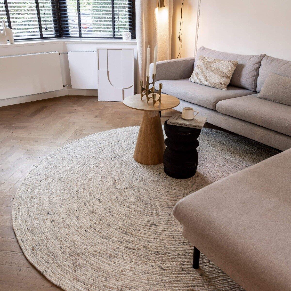 Interieur05 Wollen vloerkleed Rond Gapo Beige|wit 250cm