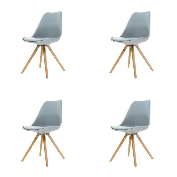 Essence Legno stoel lichtgrijs - Houten onderstel - Set van 4