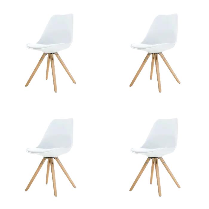 Essence Legno stoel wit - Houten onderstel - Set van 4