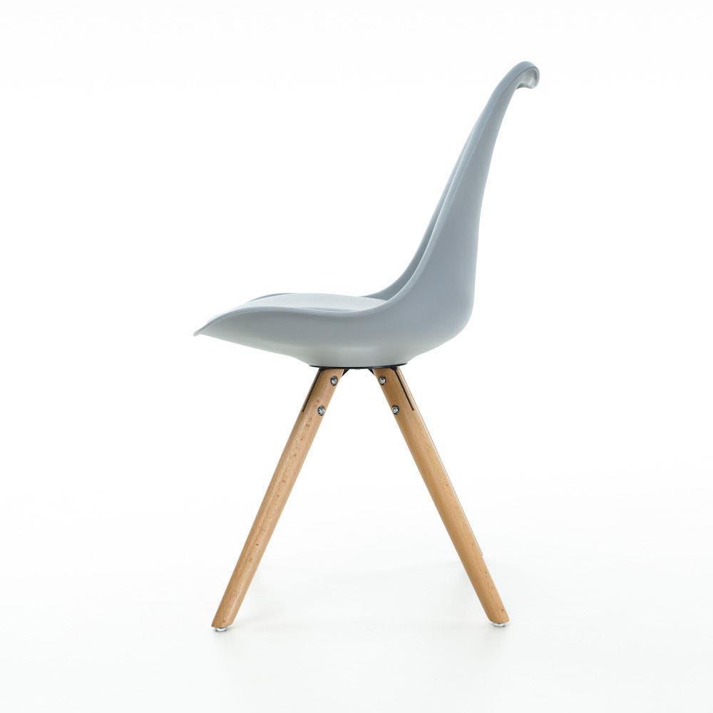 Essence Legno stoel lichtgrijs - Houten onderstel - Set van 4