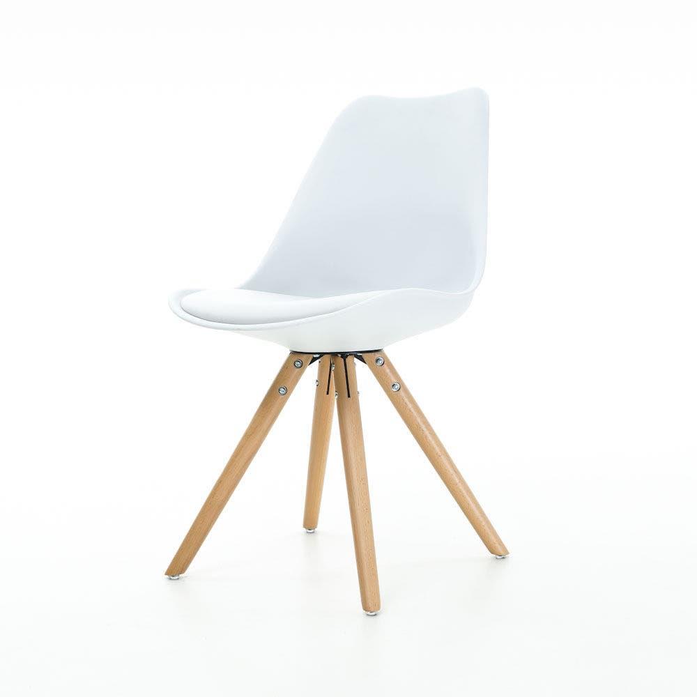 Essence Legno stoel wit - Houten onderstel - Set van 4